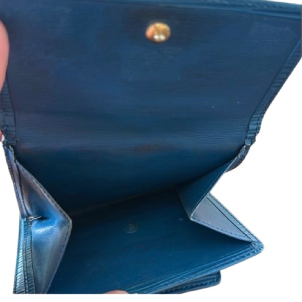 Louis Vuitton Epi Porte Feiulle Elise Leather Trifold Wallet Blue COA - Picture 4 of 11